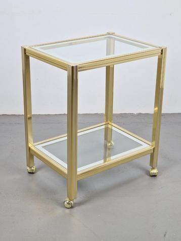 Vintage bar cart trolley serveerwagen regency messing glas  beschikbaar voor biedingen