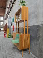 Vintage Jaren 60 Bar / LP Kast Mid Century Vitrinekast Groen, Gebruikt, Met deur(en), Ophalen of Verzenden, 150 tot 200 cm