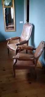 Leren stoelen, Antiek en Kunst, Antiek | Meubels | Stoelen en Banken, Ophalen