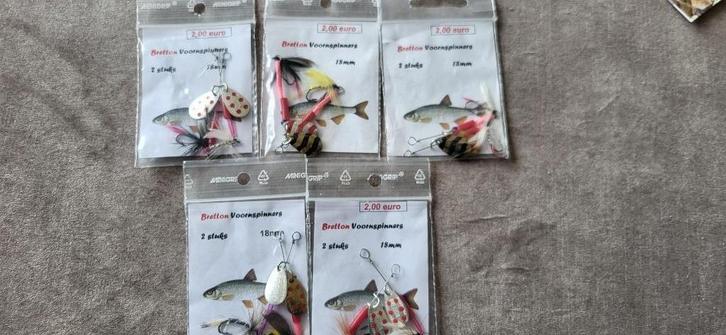 10x handgebouwde Bretton voorn  spinners kunstaas, Watersport en Boten, Hengelsport | Roofvissen, Nieuw, Overige typen, Ophalen of Verzenden