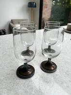 4 Wijnglazen met zilveren voet - Echt Zilver, Glas of Glazen, Gebruikt, Ophalen of Verzenden, Glas