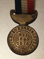 Medaille 18mm 25 jarig koningsfeest  mei 1874, Ophalen of Verzenden, Overige materialen, Nederland