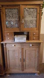 Mooie oud grenen buffetkast., Ophalen, 200 cm of meer, 25 tot 50 cm, Glas