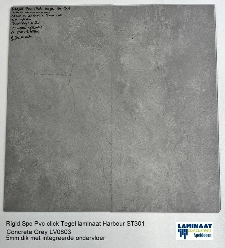 Pvc click Tegel Harbour Grijs met integreerde ondervloer, Huis en Inrichting, Stoffering | Vloerbedekking, Nieuw, Laminaat, Grijs