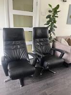 2 De Toekomst Relaxfauteuils Twice Op Accu M L Zwart Leer, Ophalen of Verzenden, Zo goed als nieuw, Leer