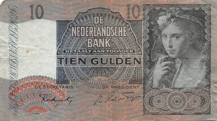 Netherlands 10 Gulden 1941-1943 Vf pn 56b, Postzegels en Munten, Bankbiljetten | Nederland, Los biljet, 10 gulden, Ophalen of Verzenden