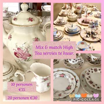 vintage mix and match high tea servies te huur voor €15, blo beschikbaar voor biedingen