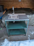 Keukenblok met spoelbak, Ophalen, Grijs, Gebruikt, 100 tot 150 cm