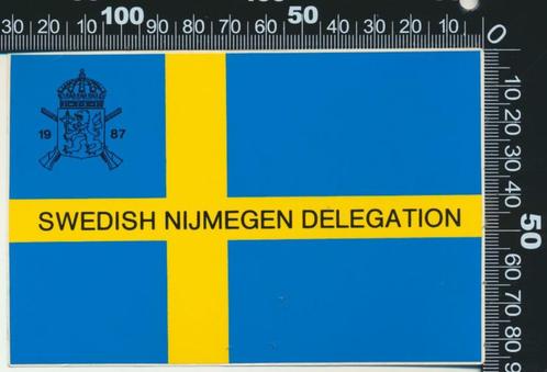 Sticker: Swedish Nijmegen Delegation 1987, Verzamelen, Stickers, Zo goed als nieuw, Bedrijf of Vereniging, Verzenden