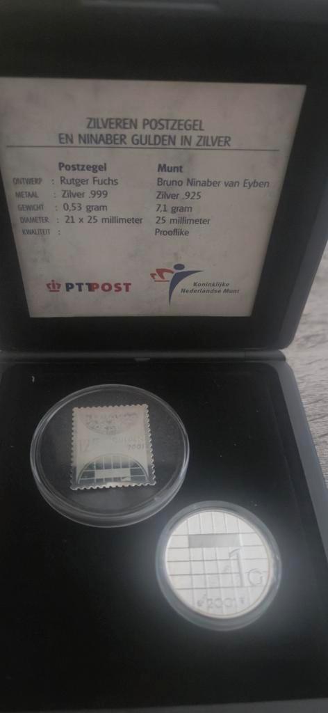 Zilveren Postzegel & Gulden Set, Postzegels en Munten, Munten | Nederland, Setje, 1 gulden, Koningin Beatrix, Zilver, Ophalen of Verzenden