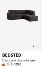 BEDSTED Slaapbank chaise longue - Grijs, Ophalen, Eenpersoons, Zo goed als nieuw, Overige maten