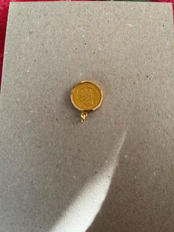 Gouden Vijfje 1912 met unieke Hanger, Sieraden, Tassen en Uiterlijk, Kettinghangers, Gebruikt, Goud, Overige voorstellingen, Ophalen of Verzenden