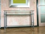 Glazen side table/ wandtafel/ console, Huis en Inrichting, Glas, 25 tot 50 cm, 100 tot 150 cm, Rechthoekig