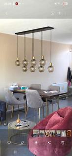 Zeer mooie en luxe goudkleurige lampenset met 8 lampen, Huis en Inrichting, Lampen | Hanglampen, Ophalen, Gebruikt, Glas, Modern