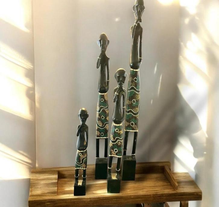 Handgesneden houten figuren  van Masai krijgers., Antiek en Kunst, Kunst | Beelden en Houtsnijwerken, Ophalen of Verzenden