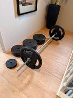 Halterset met schijven in totaal 104kg, Sport en Fitness, Ophalen, Zo goed als nieuw, Halterset