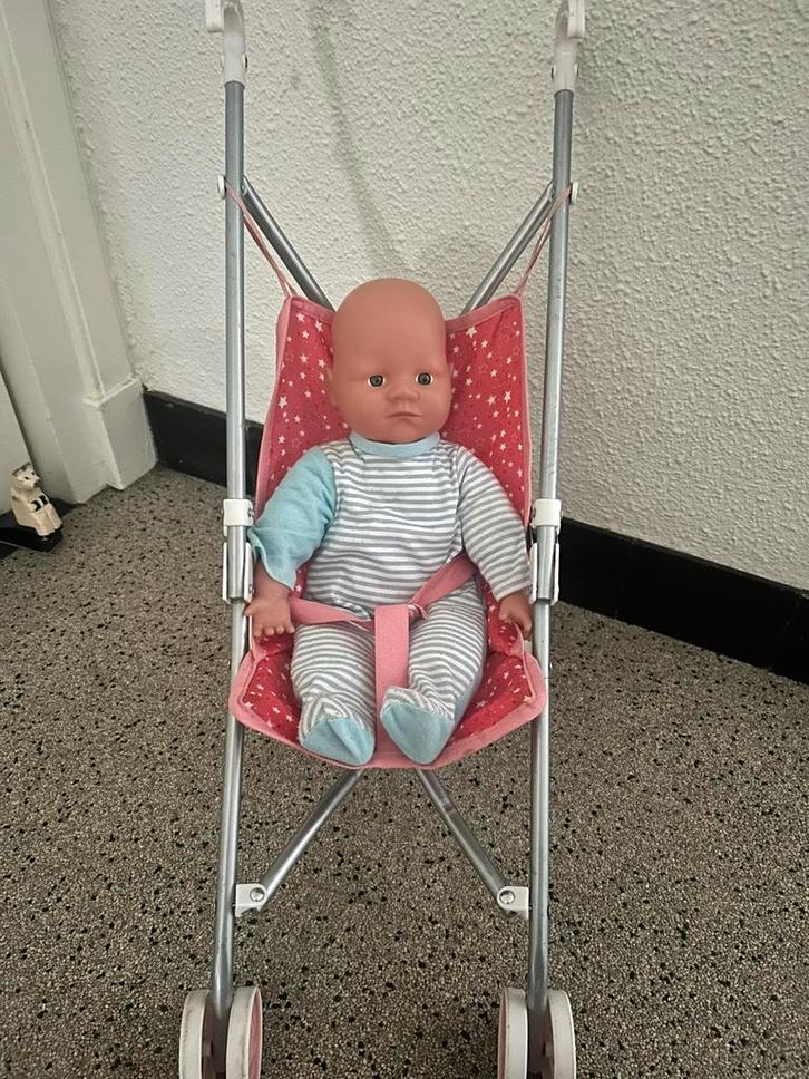 Buggy met pop, Kinderen en Baby's, Speelgoed | Poppen, Zo goed als nieuw, Babypop, Ophalen
