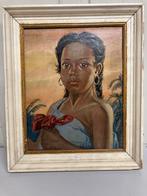 Schilderij vrouw meisje Caribisch, Antiek en Kunst, Kunst | Schilderijen | Modern, Ophalen of Verzenden