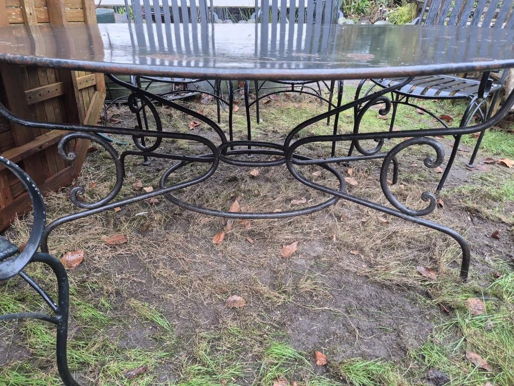 Metalen tuinset 6 persoons, Tuin en Terras, Ophalen, Overige materialen, Gebruikt, 6 zitplaatsen