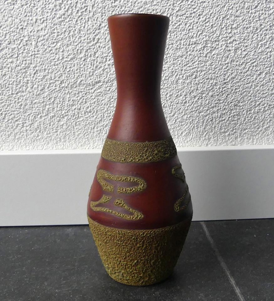 Eckhardt & Engler 2039/20 vintage vaas West-Germany reliëf, Gebruikt, Overige kleuren, Aardewerk of Porselein, Ophalen of Verzenden