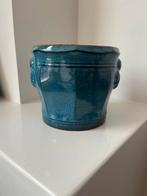 Blauwe West Germany bloempot, Rond, Ophalen of Verzenden, Zo goed als nieuw, Aardewerk