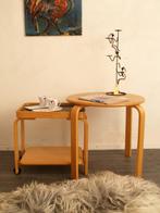 Ikea Brunabo plywood nesting table + trolley vintage design, Huis en Inrichting, Gebruikt, Rechthoekig, Ophalen