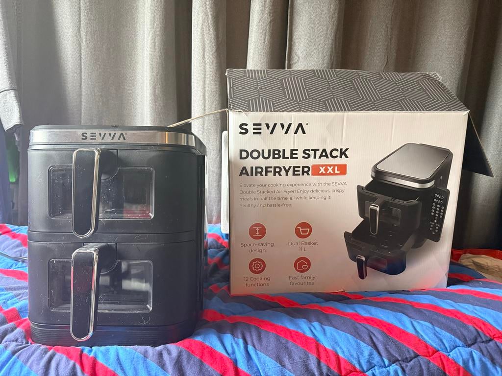 Sevva Dubbele Airfryer XXL - Zo goed als nieuw!, Ophalen of Verzenden, Zo goed als nieuw, Airfryer XXL, 1500 gram of meer