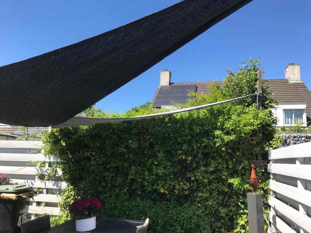 Schaduwdoek driehoek grijs 4x4 platinum, vh nessling, Tuin en Terras, Schaduwdoeken, Ophalen, Gebruikt