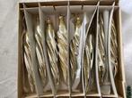 Set  8 vintage zilveren draai pegels met goud glitter, Ophalen of Verzenden, Gebruikt