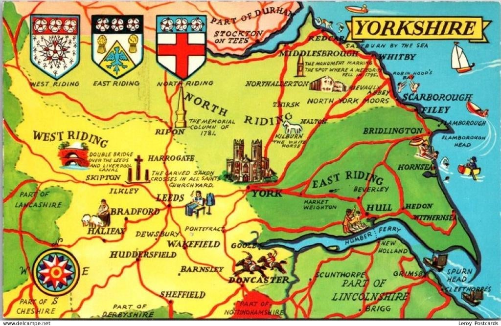 Yorkshire Map, Verzamelen, Verzenden, 1960 tot 1980, Ongelopen
