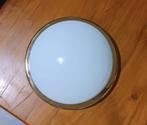 1 x vintage goud en melkglas plafondlamp, Tweedehands, Tweedehands, Ophalen of Verzenden, Glas