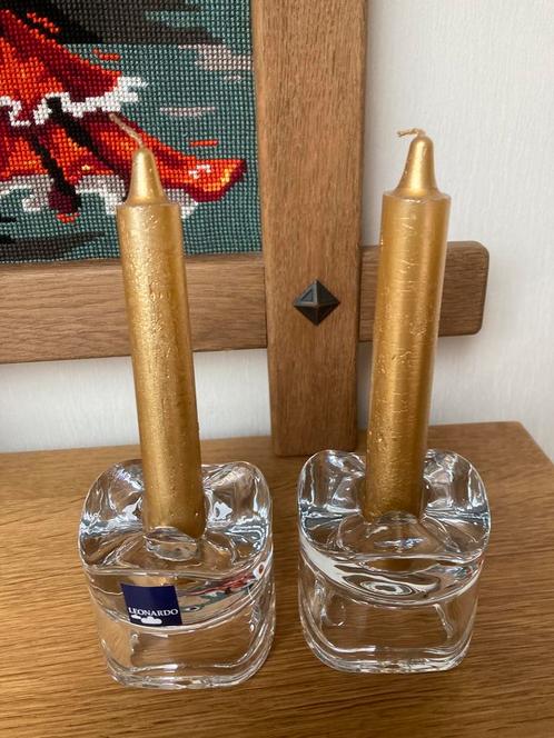 2 glazen kandelaars (waxine en kaars) van Leonardo, Huis en Inrichting, Woonaccessoires | Kandelaars en Kaarsen, Nieuw, Minder dan 25 cm