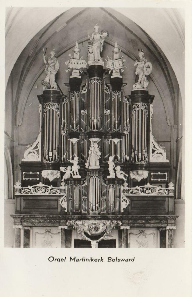 BOLSWARD Martini Kerk Orgel, Verzamelen, Ansichtkaarten | Nederland, Gelopen, Friesland, 1960 tot 1980, Verzenden
