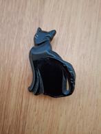 Zwarte kat  Onyx Broche., Sieraden, Tassen en Uiterlijk, Broches, Ophalen of Verzenden
