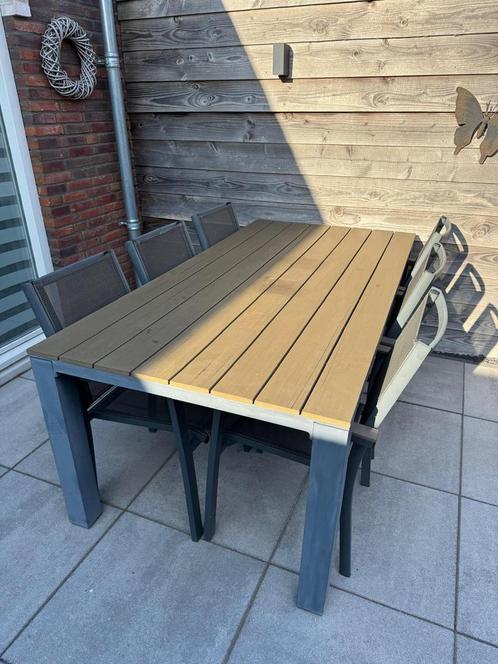 Tuintafel met 6 stoelen, Tuin en Terras, Tuintafels, Gebruikt, Rechthoekig, Aluminium, Ophalen