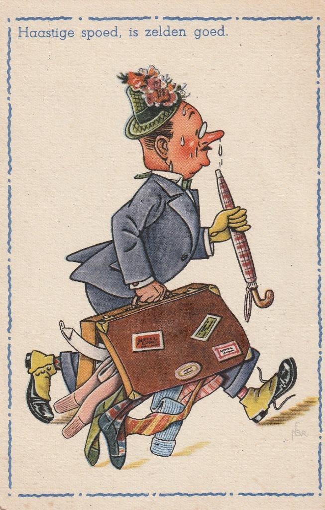 HUMOR HEER PARAPLU TEKN NBR JAREN 40  MOOIE OUDE KAART KJ385, Verzamelen, Ansichtkaarten | Themakaarten, Ongelopen, 1940 tot 1960