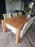 Tafel en 6 stoelen. 2.20 x 1.00 m. Massief kersenhout., Huis en Inrichting, Tafels | Eettafels, Ophalen, 200 cm of meer, 50 tot 100 cm