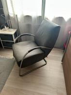 Grijs mat leren  fauteuil van merk Jess, Huis en Inrichting, Fauteuils, Ophalen, Gebruikt, 75 tot 100 cm, 50 tot 75 cm