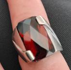 Art Deco Zilveren Ring met Bronzen Steen - Maat 18, Ophalen, Zilver, Met edelsteen