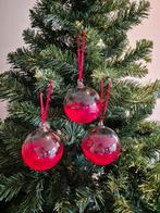 Geheel glazen kerstballen onderste gedeelte rood geschilderd, Diversen, Kerst, Ophalen