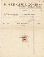 Briefhoofd. Rekening H.H. De Klerk & Zonen Rotterdam 1940, Ophalen of Verzenden, Overige typen