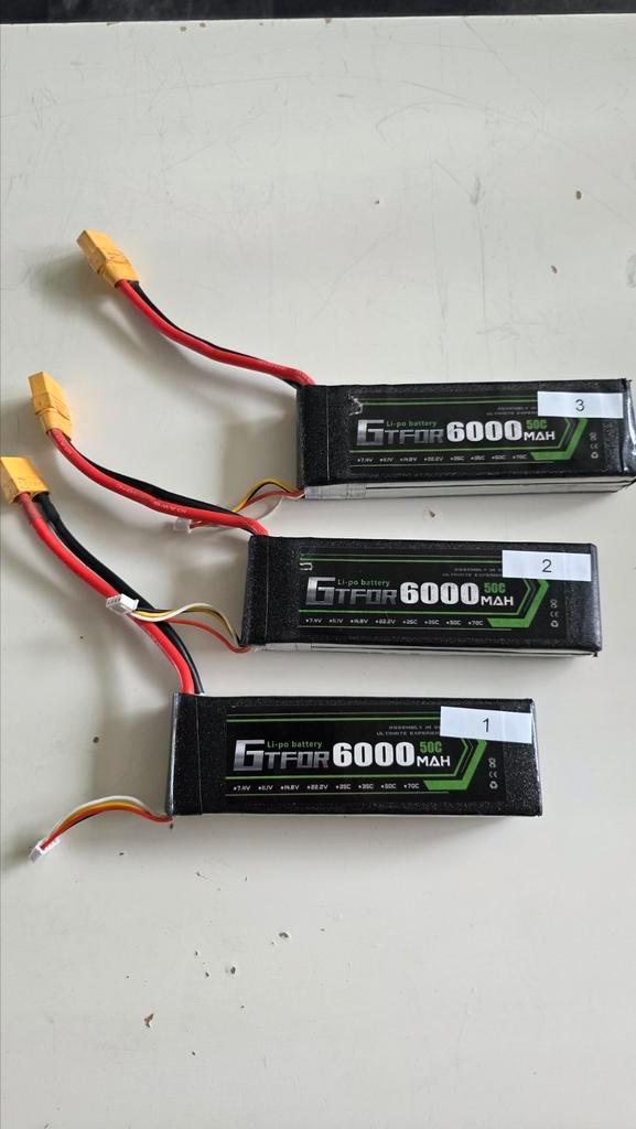3S lipo's 6000mAh 50C XT90, Hobby en Vrije tijd, Modelbouw | Radiografisch | Overige, Gebruikt, Ophalen of Verzenden
