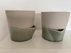 Aardewerk Bloempotten met onderschotel - Set van 2, Gebruikt, Rond, Binnen, Ophalen of Verzenden