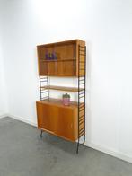 Modulair staand wandrek met kasten, zwart staal, wandkast, Glas, Ophalen of Verzenden, Minder dan 150 cm, 150 tot 200 cm