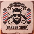 Barber Shop haircuts and shaves reclamebord van metaal deco, Info@deconoord.nl, Nieuw, Ophalen of Verzenden, Deco noord