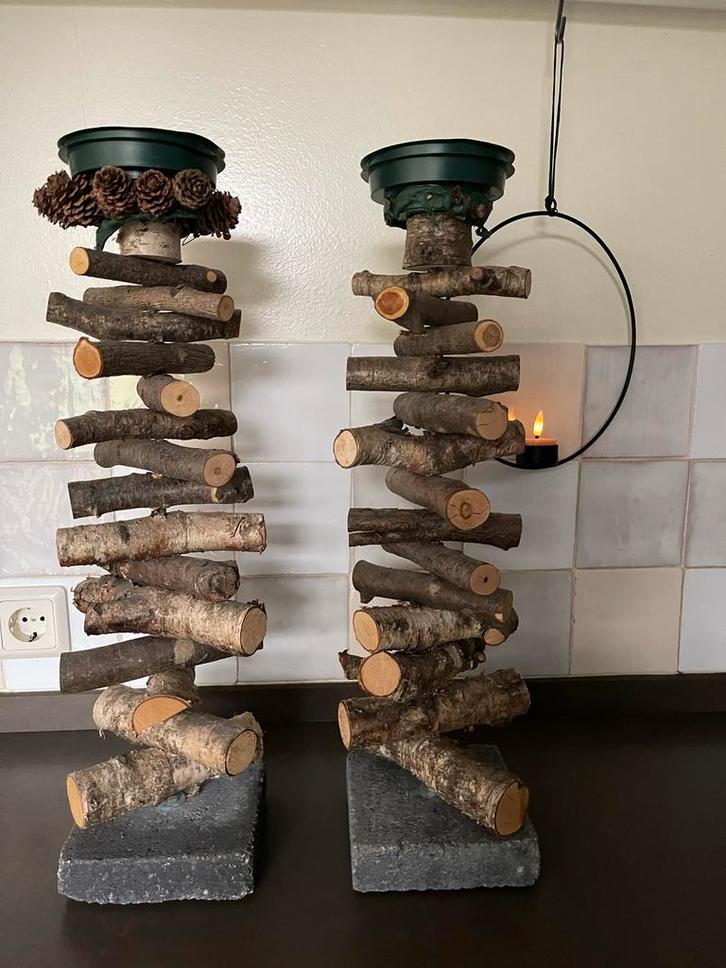 Unieke Bloemstukjes Standaard, Tuin en Terras, Bloembakken en Plantenbakken, Gebruikt, Beton, Vierkant, Ophalen