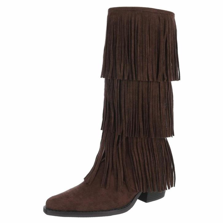Dames cowboy laarzen franjes donkerbruin 36 37 38 39 40 41, Kleding | Dames, Schoenen, Nieuw, Hoge laarzen, Bruin, Ophalen of Verzenden