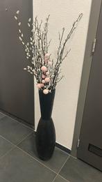 Lange zwarte vaas, Zwart, Ophalen of Verzenden, Minder dan 50 cm, Glas
