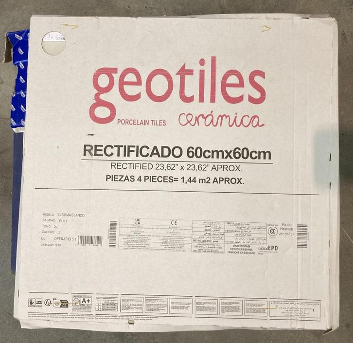 Wandtegels - Geotiles Soma Blanco 60x60 [NIEUW], Doe-het-zelf en Verbouw, Tegels, Nieuw, Wandtegels, Keramiek, 40 tot 60 cm, 40 tot 60 cm