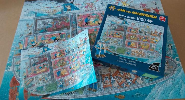 Jan van Haasteren - Cruiseschip - 1000 stukjes, Hobby en Vrije tijd, Denksport en Puzzels, Zo goed als nieuw, Legpuzzel, 500 t/m 1500 stukjes